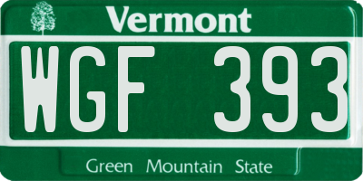 VT license plate WGF393