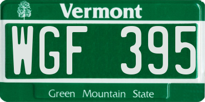 VT license plate WGF395