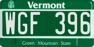 VT license plate WGF396