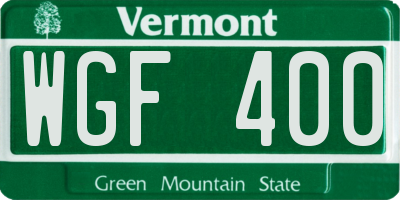 VT license plate WGF400