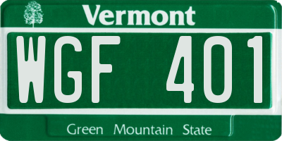 VT license plate WGF401