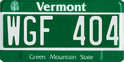 VT license plate WGF404