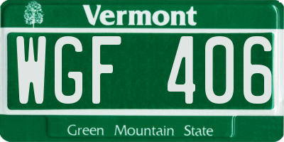 VT license plate WGF406