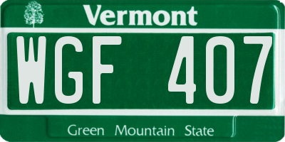 VT license plate WGF407