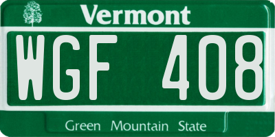 VT license plate WGF408