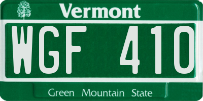 VT license plate WGF410