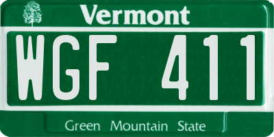 VT license plate WGF411