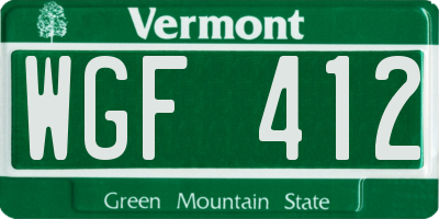VT license plate WGF412