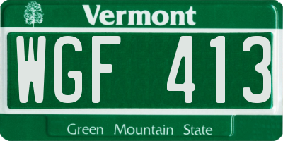 VT license plate WGF413
