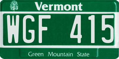 VT license plate WGF415