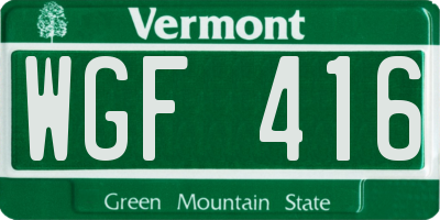 VT license plate WGF416