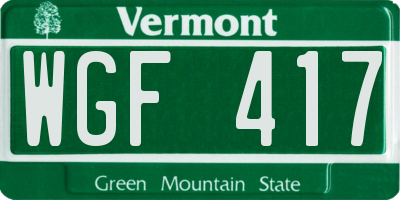 VT license plate WGF417