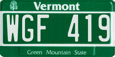 VT license plate WGF419