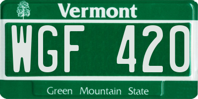 VT license plate WGF420