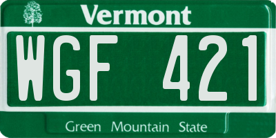 VT license plate WGF421