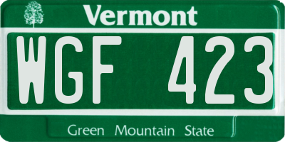 VT license plate WGF423