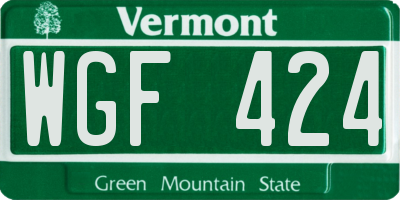 VT license plate WGF424