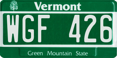 VT license plate WGF426