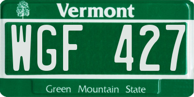 VT license plate WGF427