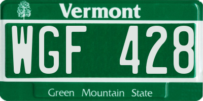 VT license plate WGF428