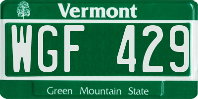 VT license plate WGF429
