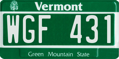 VT license plate WGF431