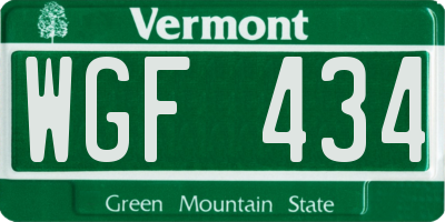 VT license plate WGF434