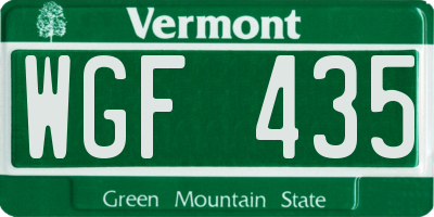 VT license plate WGF435