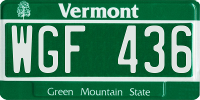 VT license plate WGF436