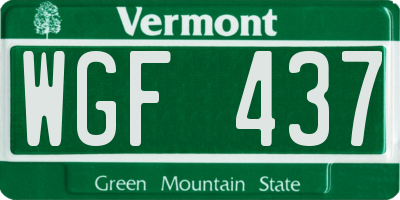 VT license plate WGF437
