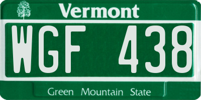 VT license plate WGF438