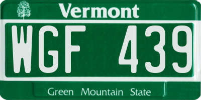 VT license plate WGF439