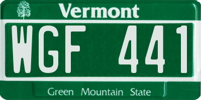 VT license plate WGF441