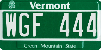 VT license plate WGF444