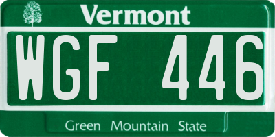 VT license plate WGF446