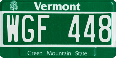 VT license plate WGF448