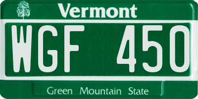 VT license plate WGF450