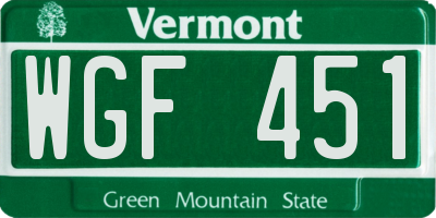 VT license plate WGF451