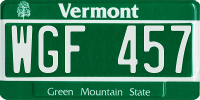 VT license plate WGF457