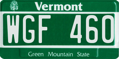 VT license plate WGF460