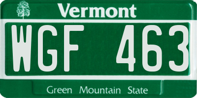 VT license plate WGF463
