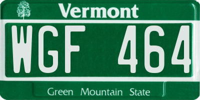 VT license plate WGF464