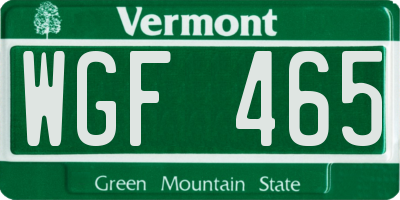 VT license plate WGF465