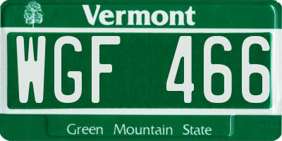 VT license plate WGF466