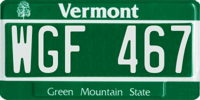 VT license plate WGF467