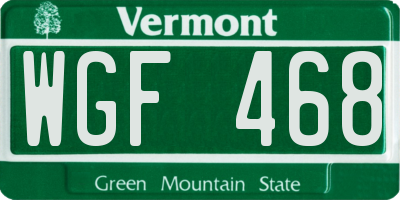 VT license plate WGF468