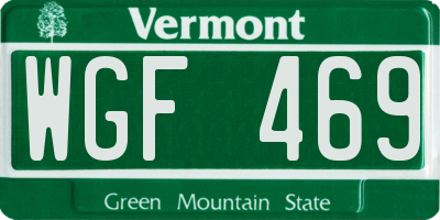 VT license plate WGF469