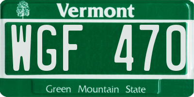 VT license plate WGF470