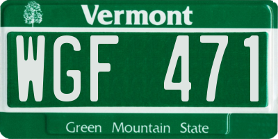 VT license plate WGF471