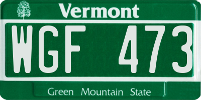 VT license plate WGF473